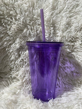 Load image into Gallery viewer, 16oz. Double insulated plastic cups with lid and straw (non-sublimation)
